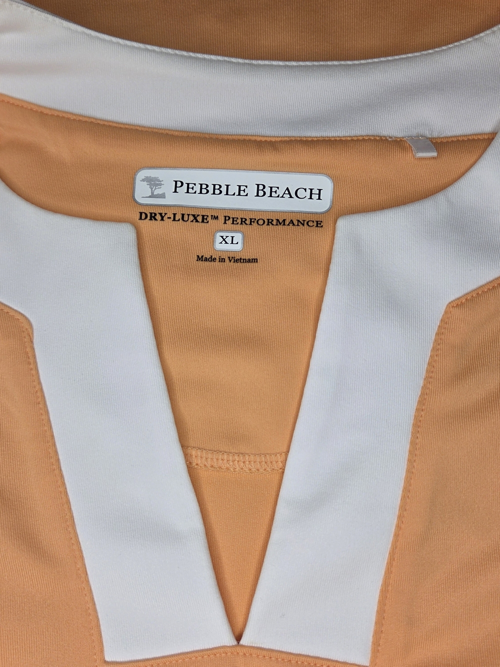 Pebble Beach Women's Golf Tank in Peach and White - Performance Dry-Luxe Size XL